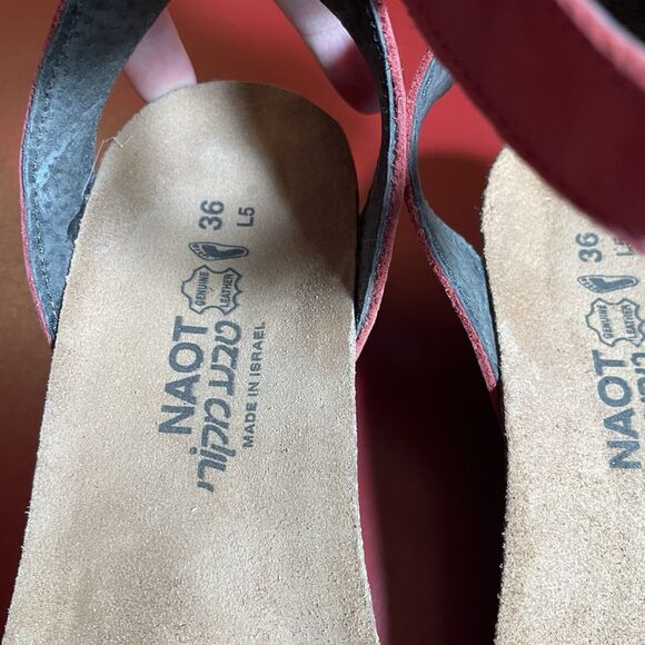 Naot Leather Ankle Strap Sandals Womens EU 36 US 5.5 Pink Israel Comfort Travel - Picture 5 of 14